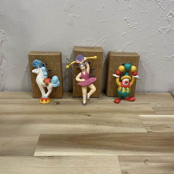 Vintage Avon Three Ring Circus Performers Christmas Ornaments 3” Tall - Picture 2 of 9